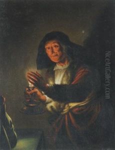 Alte Frau Mit Kerze - Allegorie Des Dezembers
