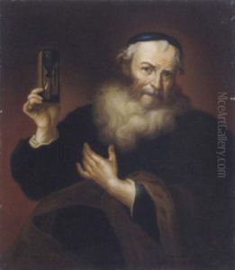 Bartiger Mann Mit Einer Sanduhr