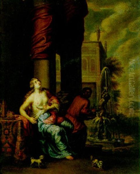 Cleopatra With A Servant In A Park Setting - view 1
