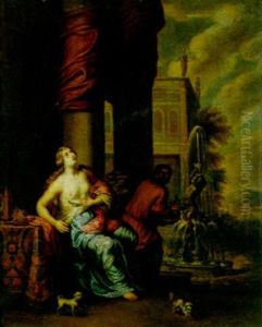 Cleopatra With A Servant In A Park Setting