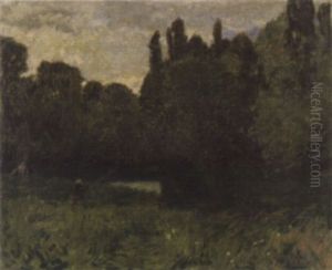 Flusslandschaft Mit Anglern by Hans Sandreuter