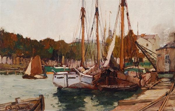 Ships At A River Branch In Berlin City - view 1
