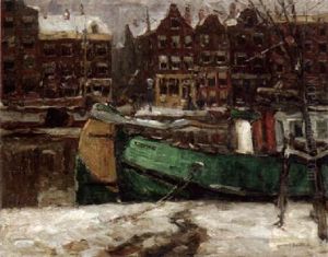Gruner Kahn In Einer Amsterdamer Gracht by Leonhard Sandrock