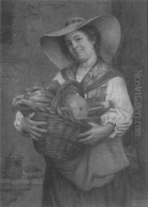 Woman With Vegetable Basket by Giovanni Sandrucci