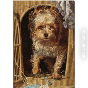 Darby In His Basket Kennel by Anthony Frederick Augustus Sandys