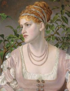 Portrait Of Mary Emma Jones, Bust-length, Wearing A Pearl Necklace by Emma Sandys