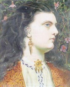 Portrait Of A Woman, Wearing A Gold, Embroidered Jacket, A White Blouse With Blue Foliate Edge And A Brooch