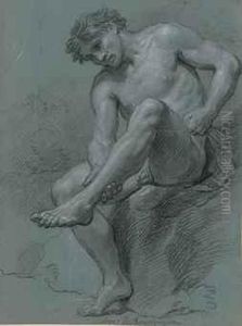 Homme Nu Assis by Louis Boullogne
