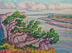 Riverbank With Cedars, Rocheport, Mo