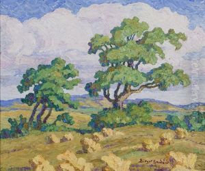 Summer, Lindsborg, Kansas, Two Trees In An Atmospheric Landscape by Birger Sandzen
