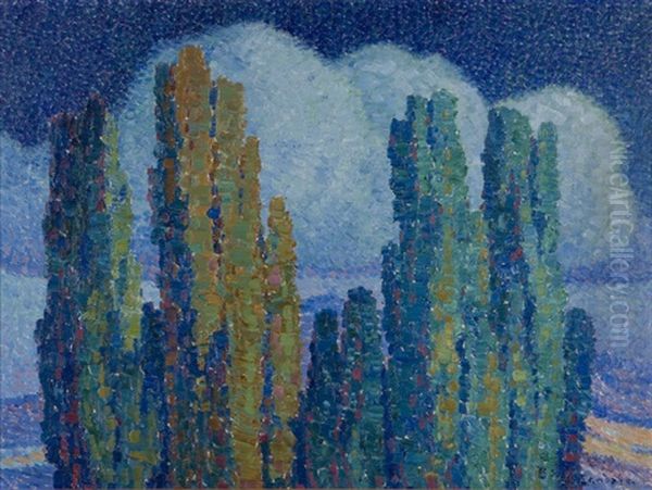Night Poplars In Moonlight - view 1