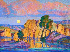 Late Moon Rising (wild Horse Creek) by Birger Sandzen