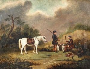 Two Huntsmen With Gun Dogs And A Pony In A Landscape