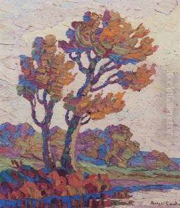 Riverband With Cottonwood Trees by Birger Sandzen