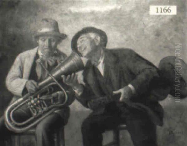 Two Seated Male Musicians After Passing The Hat - view 1
