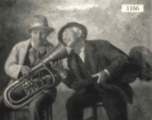 Two Seated Male Musicians After Passing The Hat by David Sani