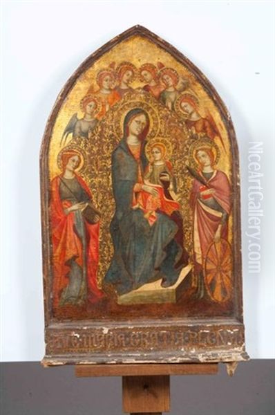 Vierge A L'enfant Entoure De Saintes Et D'anges - view 1