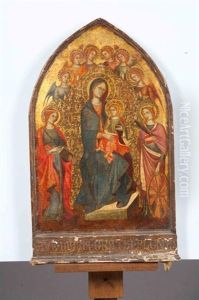 Vierge A L'enfant Entoure De Saintes Et D'anges Vierge A L'enfant Entoure De Saintes Et D'anges