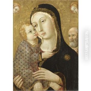 Madonna Col Bambino, San Giuseppe E Due Angeli by Sano di Pietro