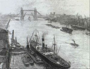 The Pool Of London, From The Roof Of Adelaide House by Piero Sansalvadore