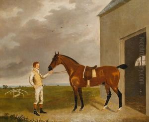 A Bay Racehorse And Groom