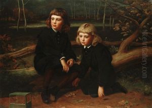 Portrait Of Two Young Boys In The Woods by James Sant