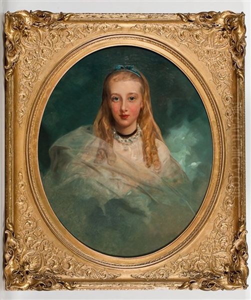 Portrait Of A Young Girl In A Blue Dress - view 1
