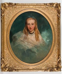 Portrait Of A Young Girl In A Blue Dress