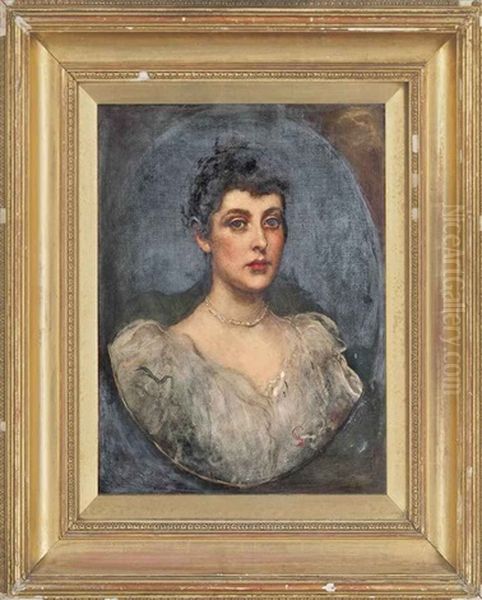 Portrait Of A Young Woman, Bust-length, In A White Dress - view 1