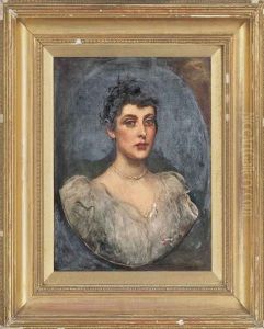 Portrait Of A Young Woman, Bust-length, In A White Dress