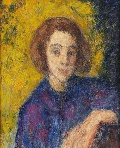 Jeune Fille A La Robe Bleue by Andres De Santa Maria