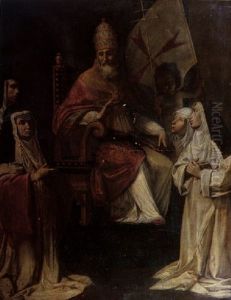 Pope Clement Viii Blessing Carmelite Nuns by Fabrizio Santafede