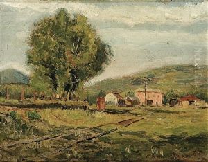 Paisaje Con Una Via De Tren by Marceliano Santamaria