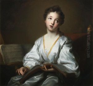 Portrait Of A Young Lady, Half-length, In A White Silk Dress, Singing