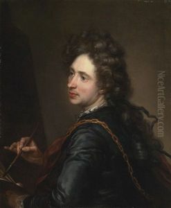 Portrait Of An Artist Holding A Palatte And Brush Before An Easel