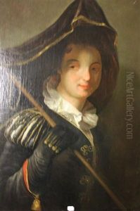 La Marquise De Moulins - Rochefort, Dit Aussi Portrait De Femme En Costume Venitien by Jean-Baptiste Santerre