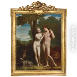 The Regent, Philippe Duc D'orleans And The Comtesse De Parabere, As Adam And Eve In The Garden Of Eden by Jean-Baptiste Santerre