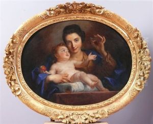 Portait D'une Jeune Mere En Vierge Avec L'enfant Jesus by Jean-Baptiste Santerre