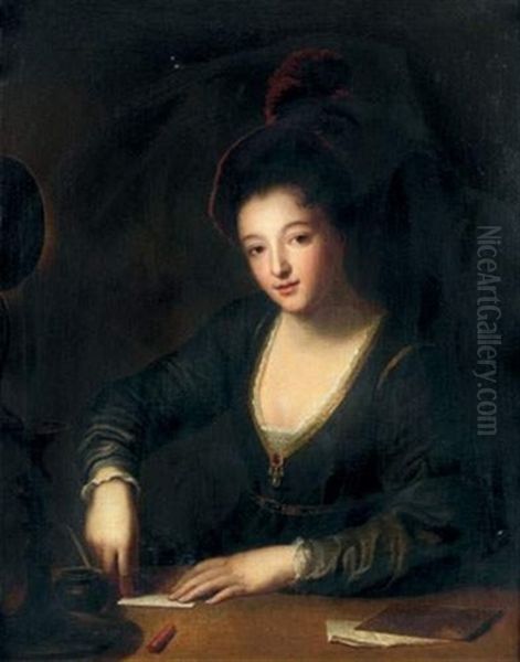 Jeune Femme Cachetant Une Lettre - view 1