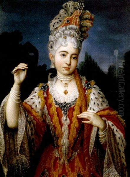 Portrait Of Countess Torelli Poniatowski In A Bal Masque Costume - view 1