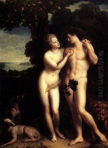 Philippe Duc D'orleans And His Mistress Madeleine De La Vieuville As Adam And Eve In The Garden Of Eden