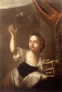 Petite Fille A L'oiseau by Jean-Baptiste Santerre
