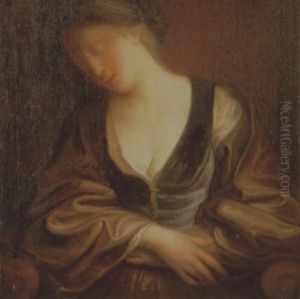 A Sleeping Girl, Wearing A Blue Velvet Bodice by Jean-Baptiste Santerre