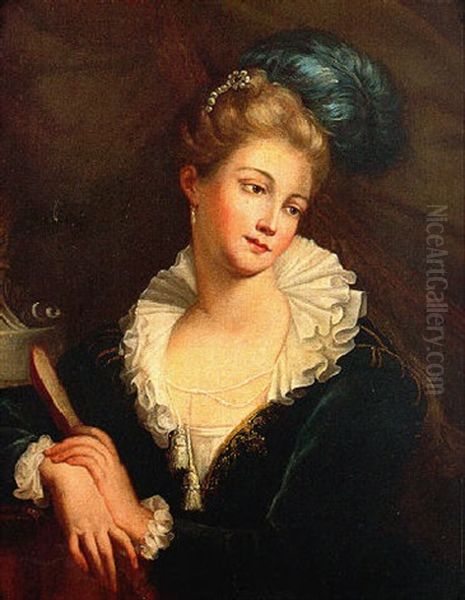 Jeune Femme Tenant Un Masque - view 1