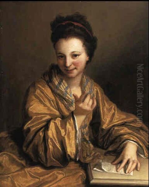 Young Lady Wearing A Yellow Robe Seated At A Table - view 1