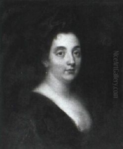 Portrait Of A Lady Wearing A Brocade Dress And A Red Velvet Cap by Jean-Baptiste Santerre
