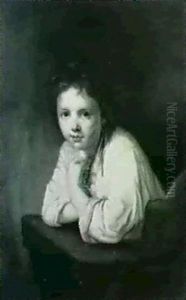 Jeune Fille Accoudee A Son Balcon by Jean-Baptiste Santerre