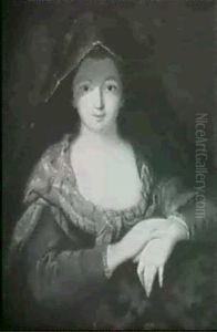 Portrait Of A Lady, Standing Half Lenght, Wearing A Brown Velvet Dress With Gold Trim And A Black Veil, ... Portrait Of A Lady, Standing Half Lenght, Wearing A Brown Velvet Dress With Gold Trim And A Black Veil, ...