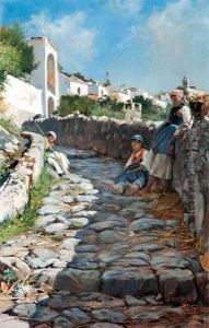 Paysannes Sur Le Chemin A Ravello Sur La Cote Almafitaine