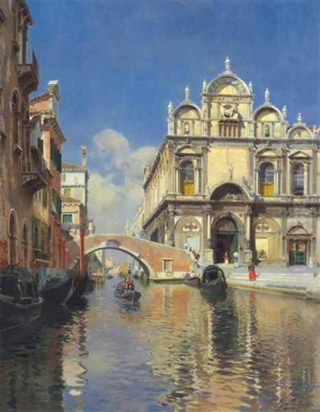 Scuola Grande Di San Marco And The Ponte Cavallo On The Rio Dei Mendicanti, Venice by Rubens Santoro